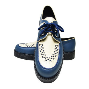 Creepers Single Sole Royal Blue and Beige Grain Leather