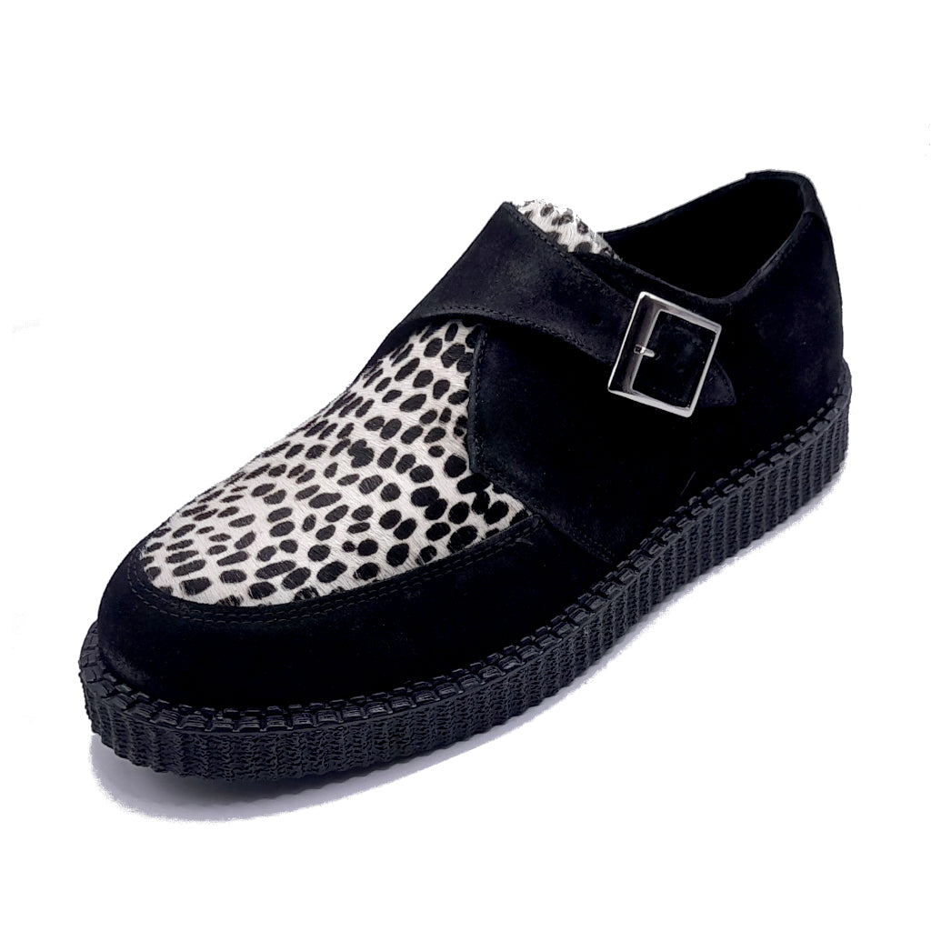 Creepers Rocket Black Suede & White Leopard