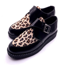 Cargar imagen en el visor de la galería, Creepers Rocket Black Leather &amp; Leopard