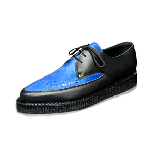 Pointed Creepers Black leather and blue hair