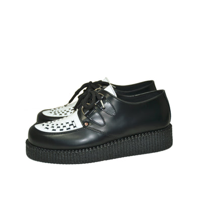 Creepers Black and White box leather