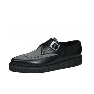 Pointed Creepers Black Leather and Grey Suede