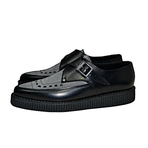 Pointed Creepers Black Leather and Grey Suede