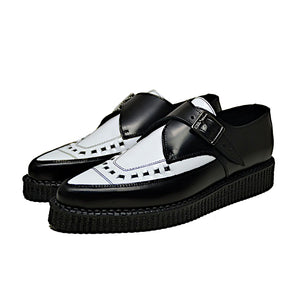 Pointed Creepers Black Leather and White