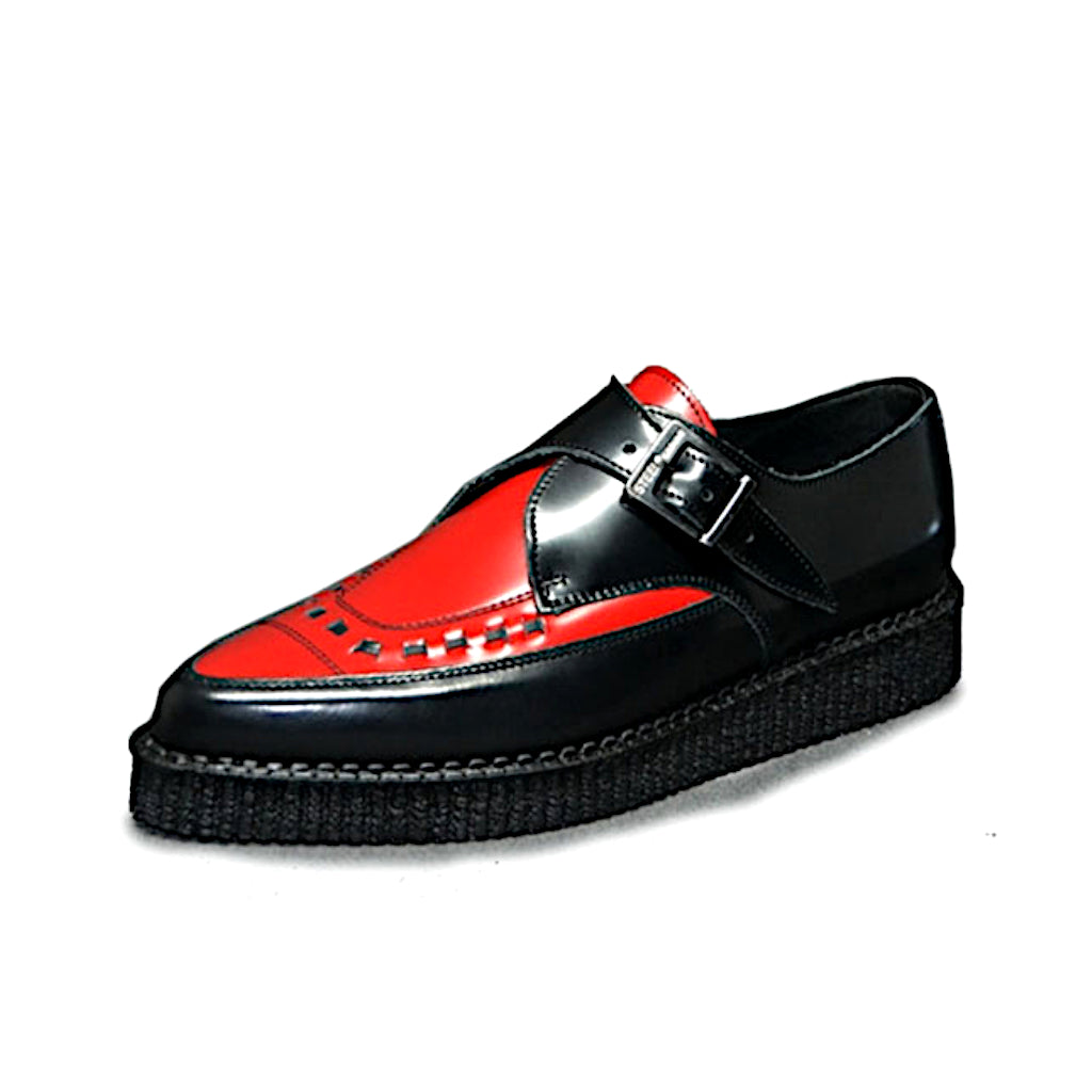 Pointed Creepers Black Leather and Red