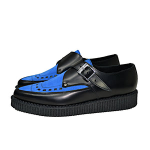 Pointed Creepers Black Leather and Blue Suede