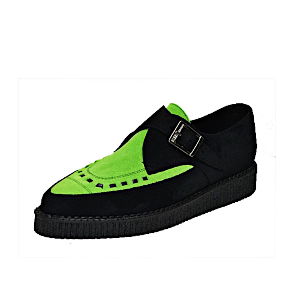 Pointed Creepers Black and Lime Suede