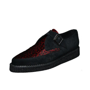 Pointed Creepers Black Suede Red Leopard