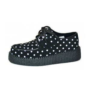Creepers Black Suede with White Polka Dots