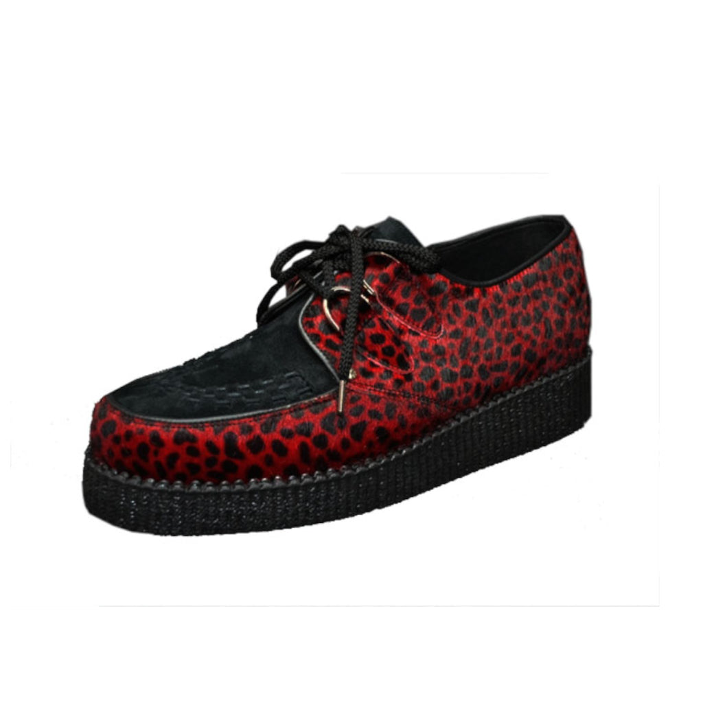 Creepers Red Leopard and Black Suede