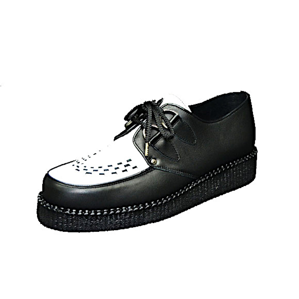 Creepers Black and White Grain Leather