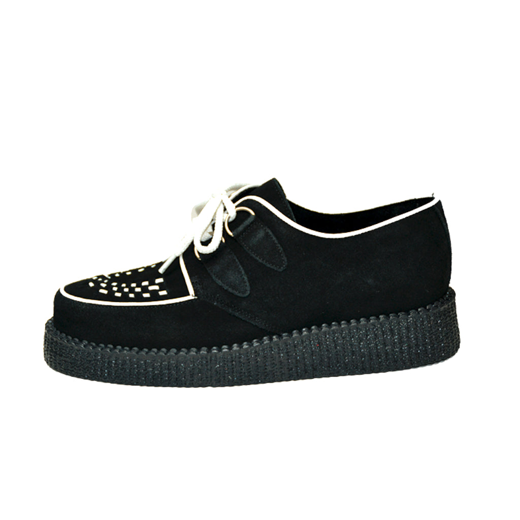 Creepers Black Suede & White interlaced