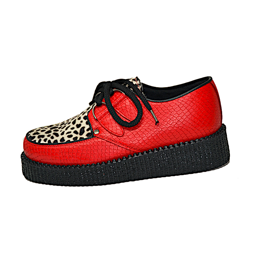 Creepers Red Snake Leather and White Leopard