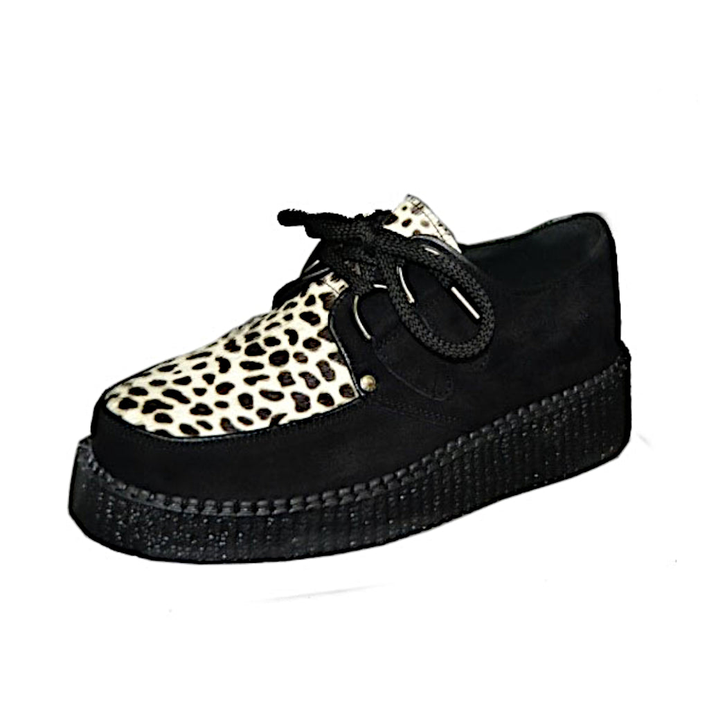 Creepers Black Suede and White Leopard
