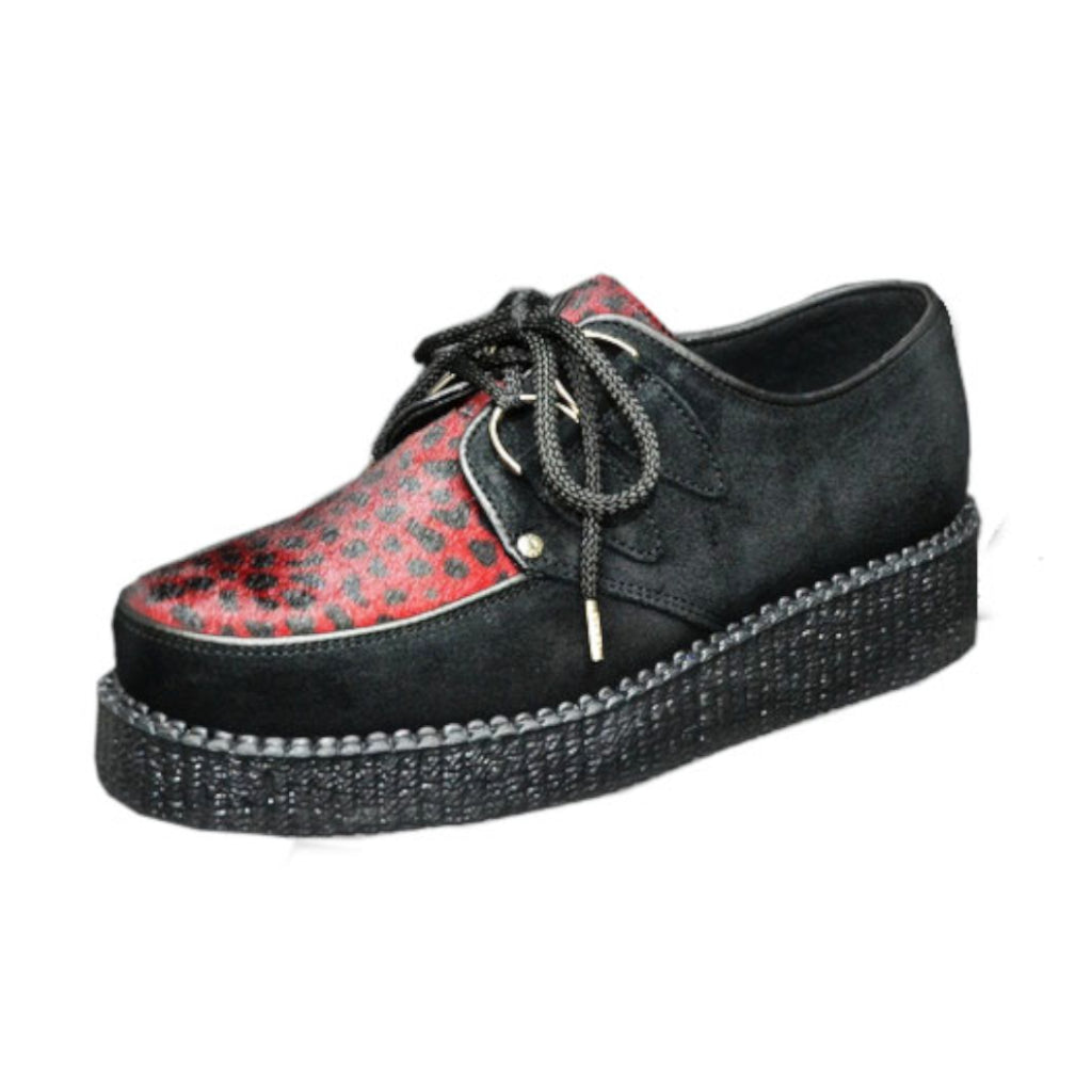 Creepers Black Suede and Red Leopard