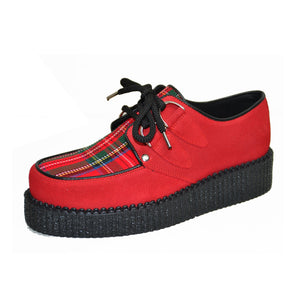 Creepers Red Suede and Red Tartan