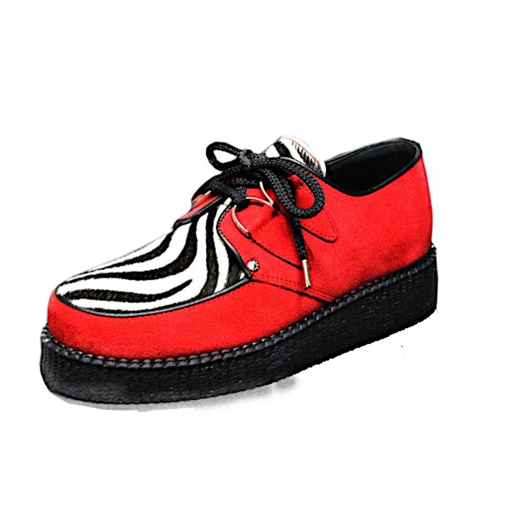 Creepers Red Suede and White Zebrino