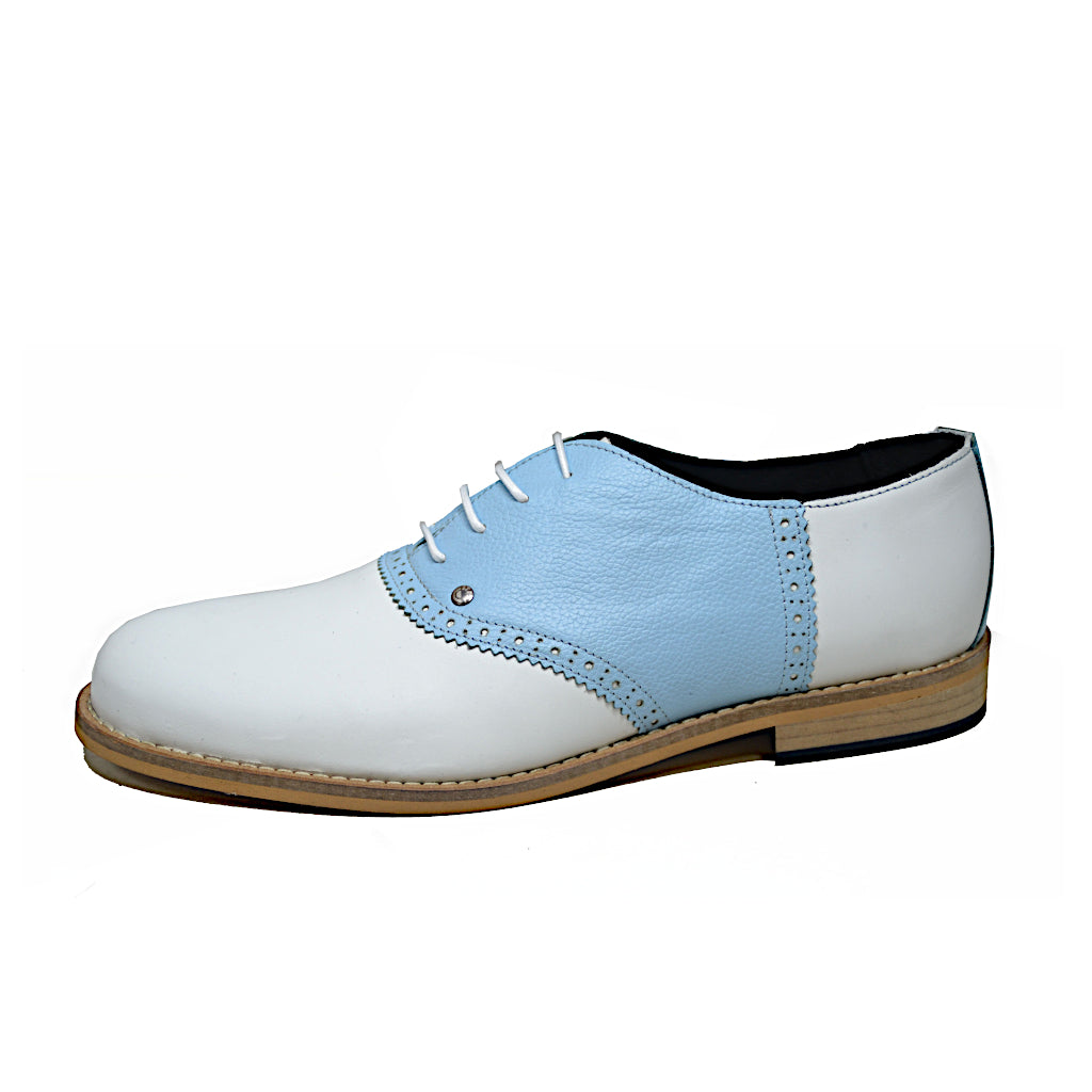Saddle Shoe White and Light Blue
