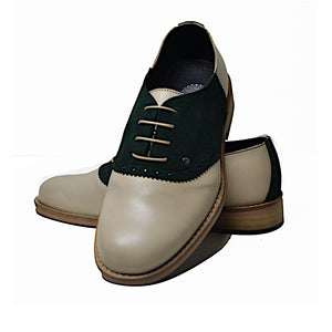 Saddle Shoe Beige and Dark Green