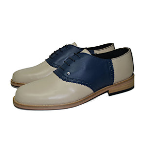 Saddle Shoe Beige and Navy Blue