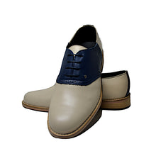 Cargar imagen en el visor de la galería, Saddle Shoe Beige and Navy Blue