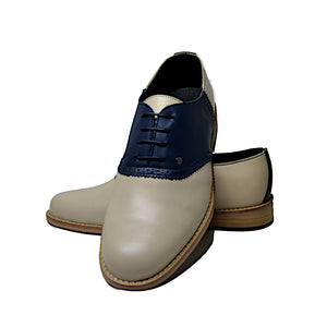 Saddle Shoe Beige and Navy Blue